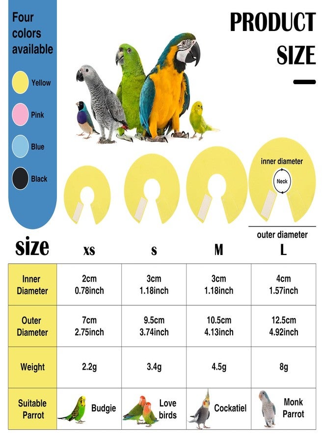 hokable 4Pack Bird Cone Collar, Anti-Grab Feather Plucking Wound Healing Safety Elizabethan Collar, Protective Recovery Cones for Budgerigar Cockatiel Lovebirds Cockatoo Parrots (XS) - Image 2